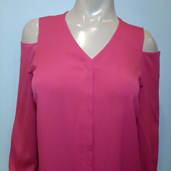 Chicos Cold Shoulder Blouse Raspberry Rush Long Sleeve Top - Picture 3 of 13